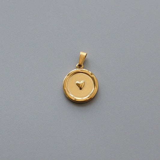 Tiny Heart Disc Charm Pendant - Pantsnsox
