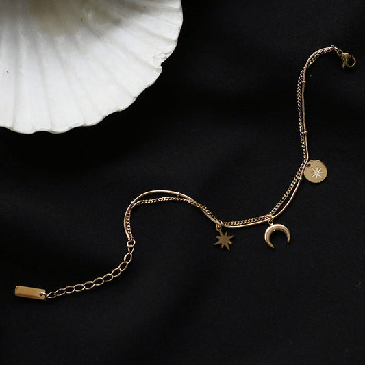Plated Star Moon Bracelet - Pantsnsox