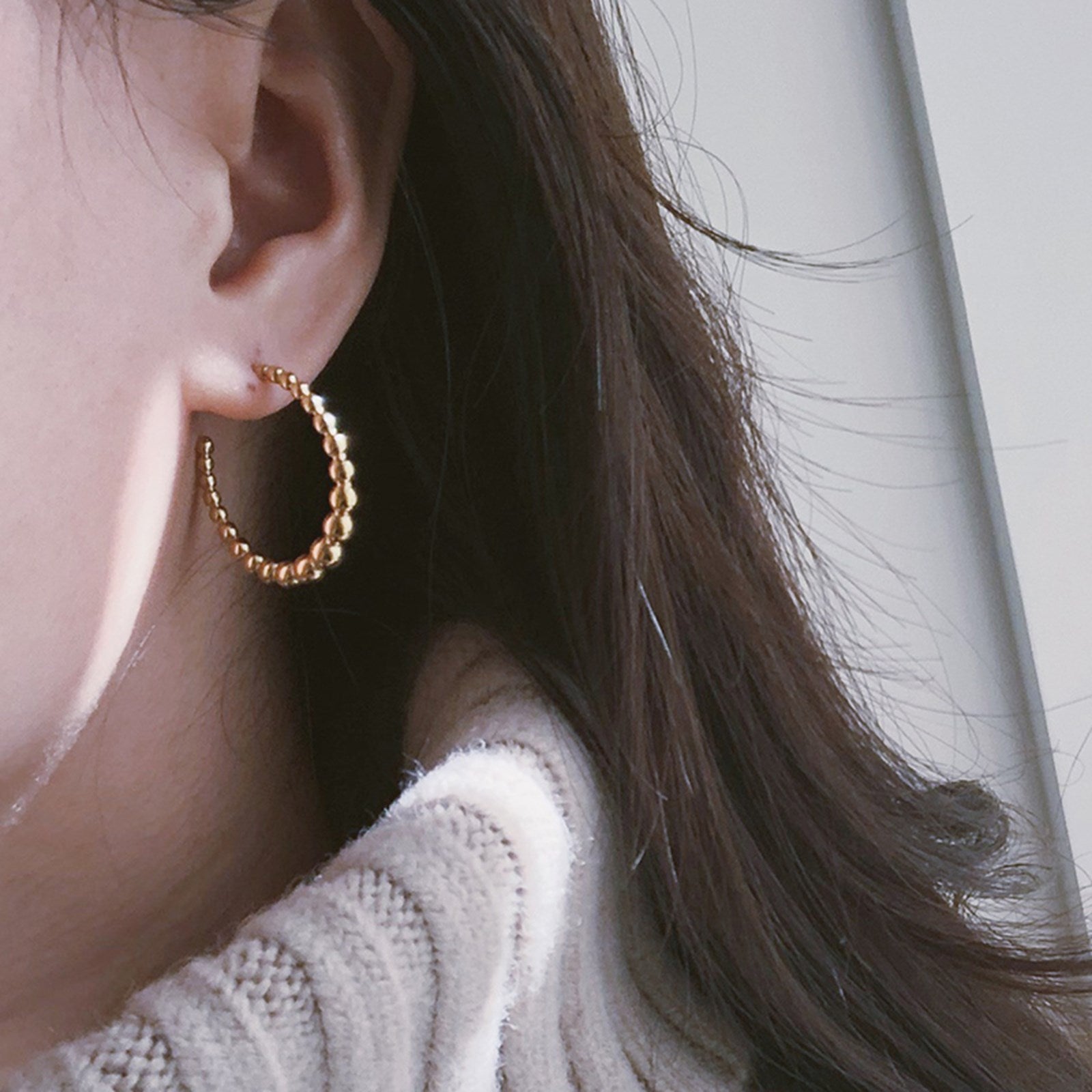 Beaded Large Hoop Earrings - Pantsnsox