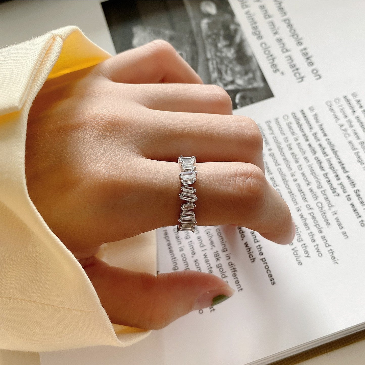 Sterling Silver S925 Zirconia Crystal Art Irregular Adjustable Ring Gift for Her - Pantsnsox