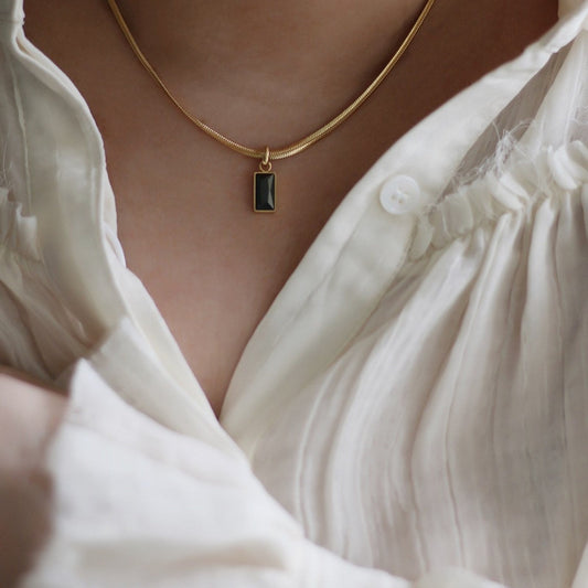 Natural Stone Pendant Necklace Gold Plated Necklace Gift for Women